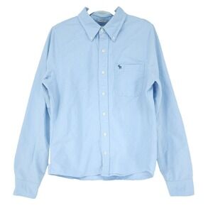 Abercrombie & Fitch Men Muscle Fit Button Dwn Chambray Shirt Blue Y2K Casual 2XL